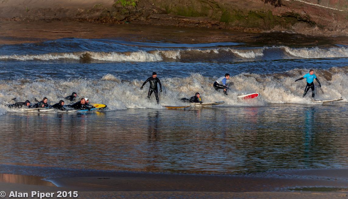 Surfing at the Severn Bore