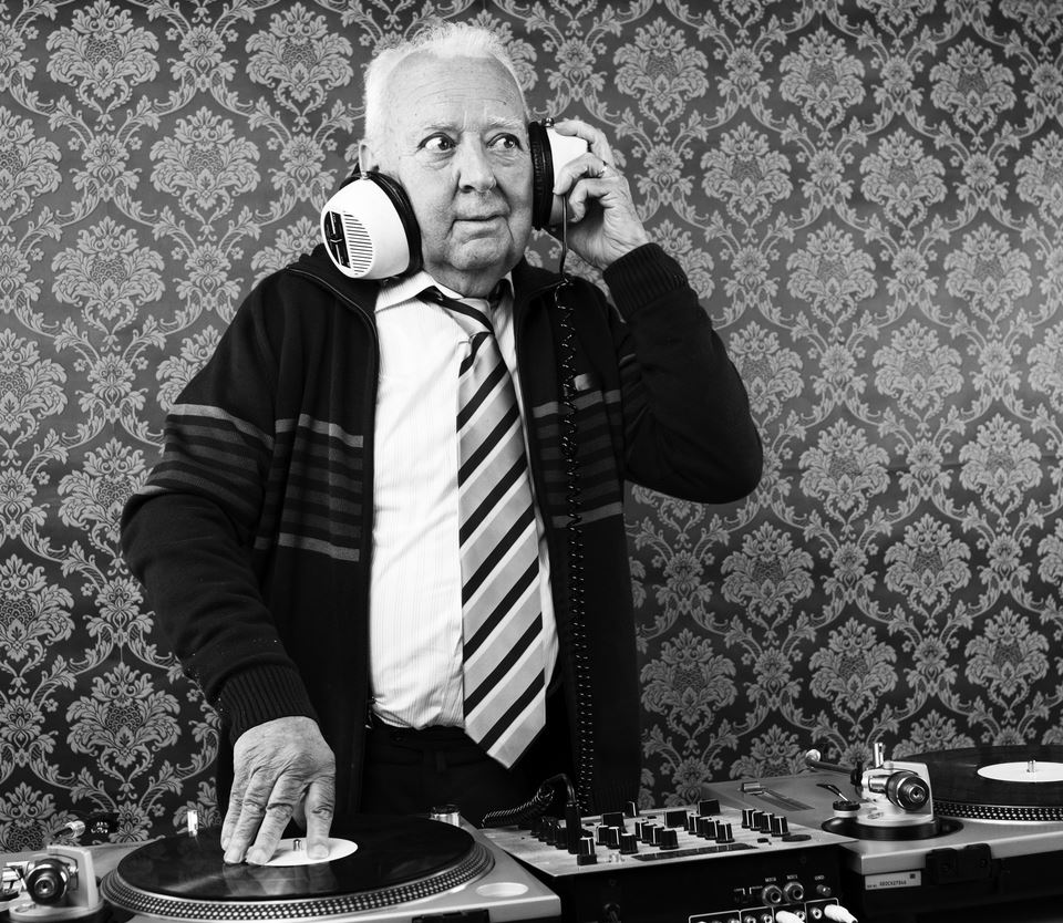 Old man DJing