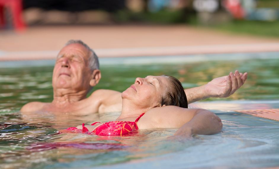 Older couple in pool