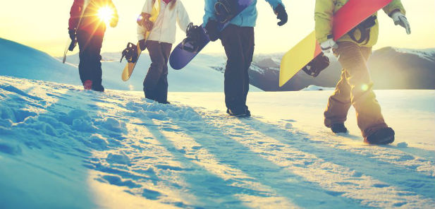 Snowboarders on the mountain