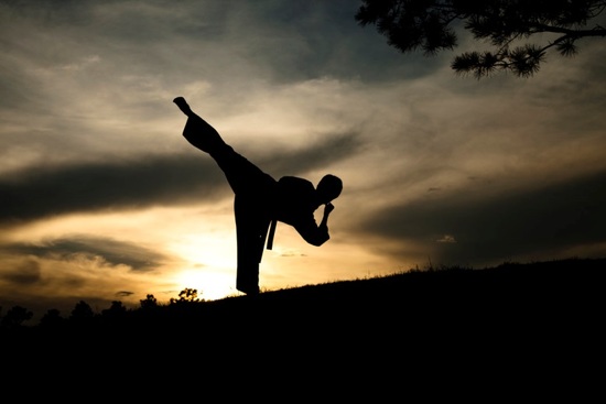 martial arts training at night