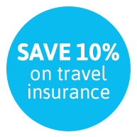 SAVE 10% on travel insurance