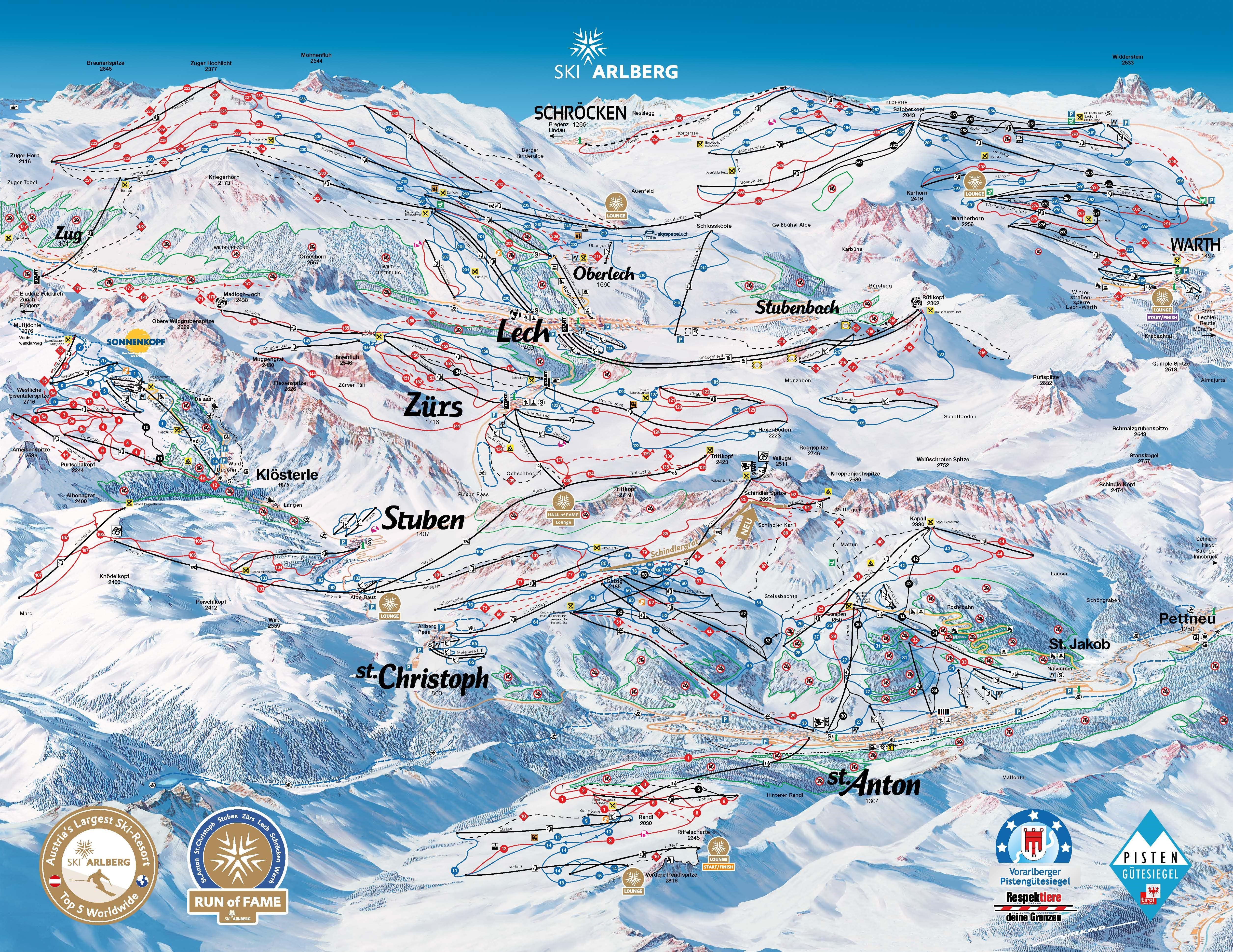 Lech Ski Alberg Piste Map Thumb